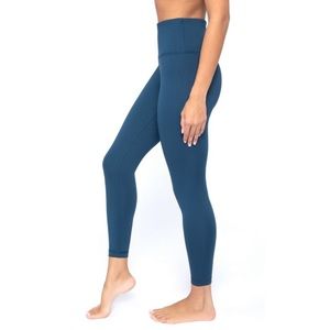 Yogalicious Lux Ultra Soft High Waist Squat Proof Ankle Legging in Ocean Silk